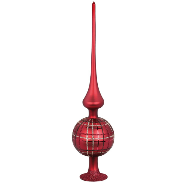 INGE-GLAS® Christbaumspitze »Grand Check edle rose« (1-tlg), mundgeblasen, handbemalt