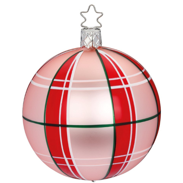 INGE-GLAS® Weihnachtsbaumkugel »Christmas Check rose« (1 St), mundgeblasen, handbemalt