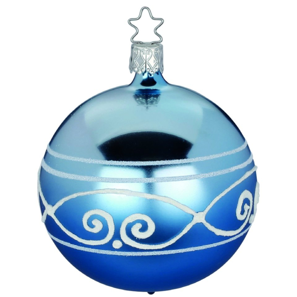 INGE-GLAS® Weihnachtsbaumkugel »Ornamental Border eisblau« (1 St), mundgeblasen, handbemalt