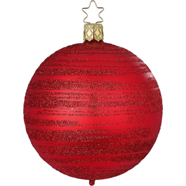INGE-GLAS® Weihnachtsbaumkugel »Raureif rot matt Ø 8cm« (1 St), mundgeblasen, handbemalt