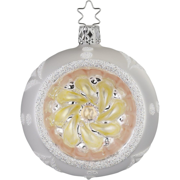 INGE-GLAS® Weihnachtsbaumkugel »Reflexkugel Blüte creme« (1 St), mundgeblasen, handbemalt