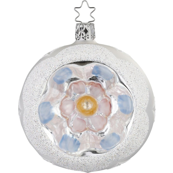 INGE-GLAS® Weihnachtsbaumkugel »Reflexkugel Blüte orange/weiß« (1 St), mundgeblasen, handbemalt