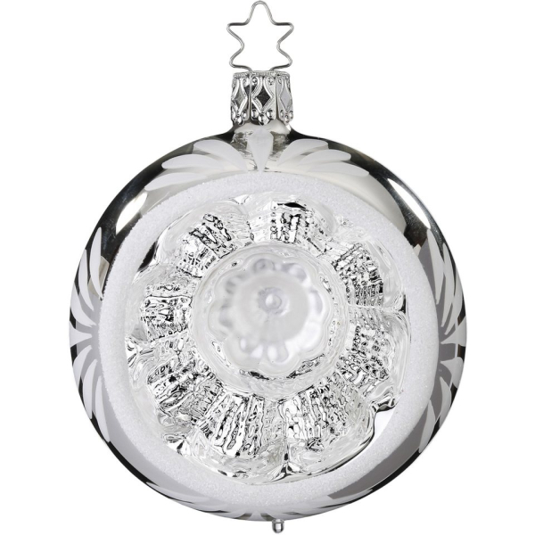 INGE-GLAS® Weihnachtsbaumkugel »Reflexkugel Ornament silber« (1 St), mundgeblasen, handbemalt