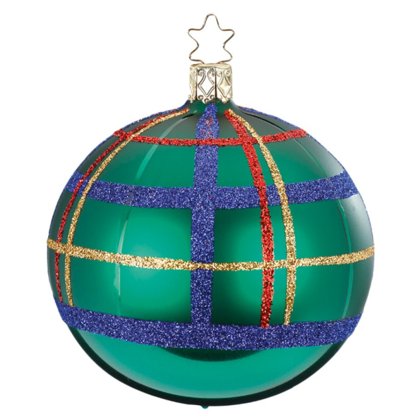 INGE-GLAS® Weihnachtsbaumkugel »Squared waldgrün« (1 St), mundgeblasen, handbemalt