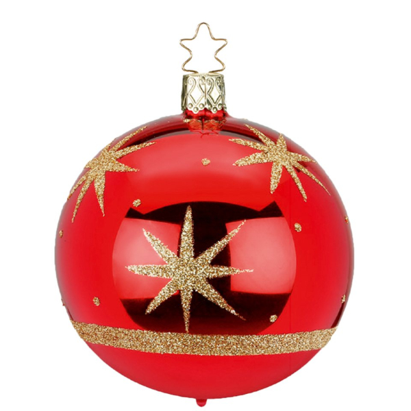 INGE-GLAS® Weihnachtsbaumkugel »Starry Sky rot« (1 St), mundgeblasen, handbemalt