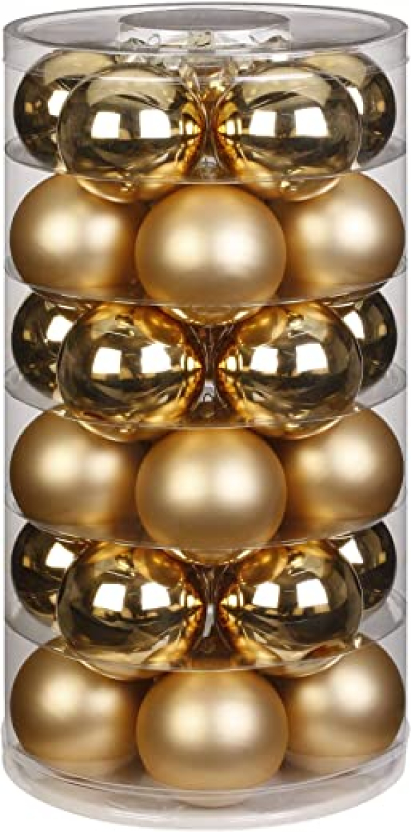 Inge Glas Weihnachtskugeln | Schöne Christbaumkugeln aus Glas | 30 Kugeln in Dose | Christbaumschmuck Weihnachtsbaumschmuck Weihnachtsbaumkugeln…