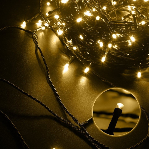 interGo LED-Lichterkette »50m 250 LED Lichterkette außen Warmweisß weiß Lichtervorhang Lichternetz Weihnachtsbeleuchtung Weihnachtsdeko Tannenbaum…