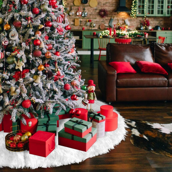 Jiubiaz Christbaumschmuck »Weihnachtsbaumdecke Christbaumdecke Plüsch 78/90/122cm Weiß Runde«