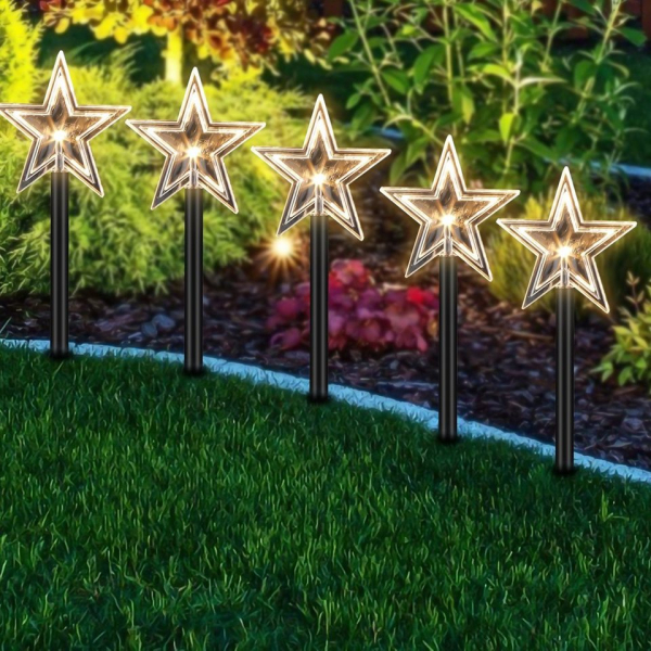 Jiubiaz LED Gartenleuchte »5er Set Sterne Weihnachtsbeleuchtung Weihnachtsbaum LED Leuchtstäbe Sterne Lichterketten«