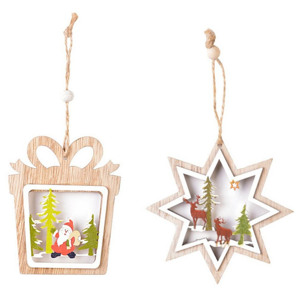Jormftte Dekohänger »2 Stück Weihnachtsbaumschmuck Weihnachtsanhänger Weihnachtsdeko Christbaumschmuck Christbaum Schmuck Holz(Stil 2)«