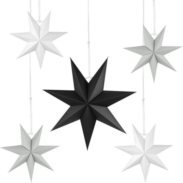 Jormftte Wanddekoobjekt »Faltstern Weihnachten, Zacken Faltsterne Schwarz 5 Stück, 30 cm, Sterne Papier zum Fenster Dekoration, Advent,…