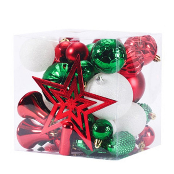 Jormftte Weihnachtskugelständer »Weihnachtsschmuck Ornamente 45-teilig Christbaumschmuck bruchsicher für Weihnachten und Party Dekorationen (rot,…
