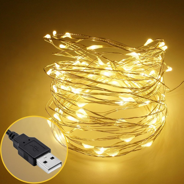 JZHH LED-Lichterkette »LED-Lichterkette–10 m, 100 LEDs, Kupferdraht-Lichter, wasserdichte LED-Lichterkette, dekoratives Licht für draußen, drinnen,…