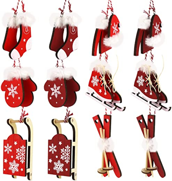 K KUMEED Baumschmuck Weihnachten Weihnachtsanhänger Holz Weihnachtsbaumschmuck Holz, Baumschmuck Holz Weihnachten Weihnachtsanhänger für…