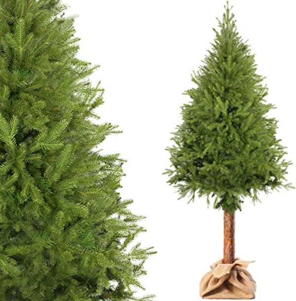 KADAX Weihnachtsbaum, künstlicher Christbaum 180 cm aus PE-Folie und PVC-Kunststoff, Fichte mit Stamm, Ø ca. 80 cm Baum mit 30 Zweigen und 9…