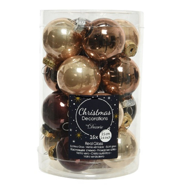 Kaemingk Weihnachtsbaumkugel »Christbaumkugeln Weihnachtskugeln Glas Ø 3,5 cm 16 Stück braun matt/glanz mix«