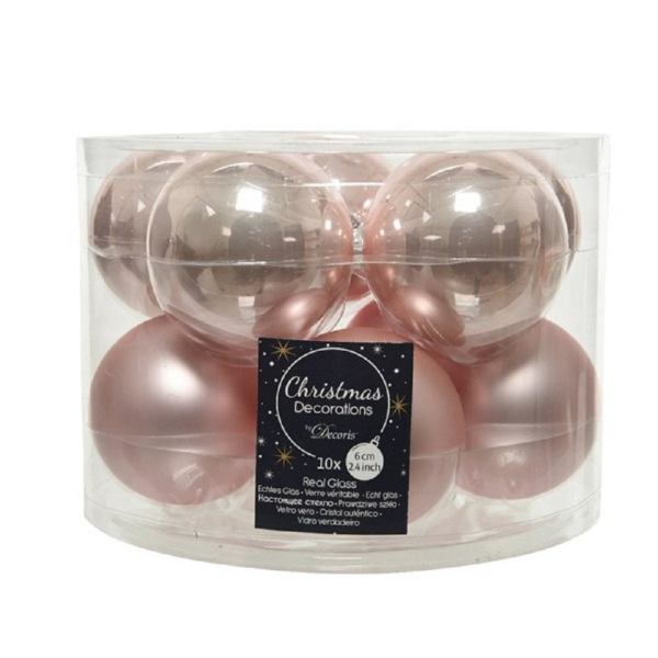 Kaemingk Weihnachtsbaumkugel »Christbaumkugeln Weihnachtskugeln Glas Ø 6 cm rosa matt glänzend 10 Stück« (1 St), Weihnachtsschmuck