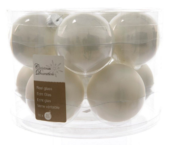 Kaemingk Weihnachtsbaumkugel »Christbaumkugeln Weihnachtskugeln Glas Ø 6 cm 10 Stück winterweiß emaille/matt«