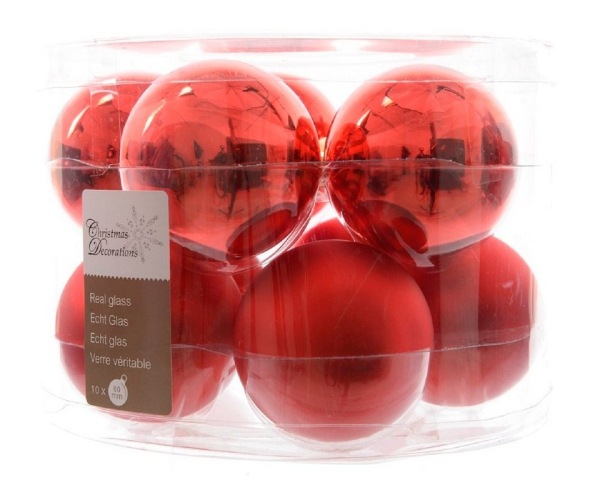 Kaemingk Weihnachtsbaumkugel »Christbaumkugeln Weihnachtskugeln Glas Ø 6 cm 10 Stück weihnachtsrot matt/glänzend«