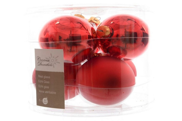 Kaemingk Weihnachtsbaumkugel »Christbaumkugeln Weihnachtskugeln Glas Ø 8 cm 6 Stück weihnachtsrot glänzend/matt«