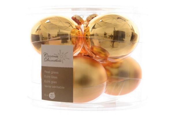 Kaemingk Weihnachtsbaumkugel »Weihnachtskugeln Christbaumkugeln Glas Baumhänger Glaskugeln gold 80 mm« (1 St), Weihnachtsschmuck