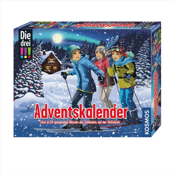 Kosmos Adventskalender Die drei !!! – Geheimnis auf der Skifreizeit, mit Rätseln, Detektivgeschichte, für Kinder ab 8 Jahren