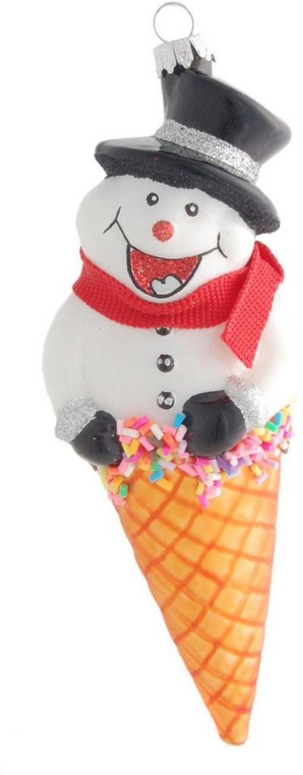 Krebs Glas Lauscha Christbaumschmuck »Eistüte Schneemann« (1-tlg), mundgeblasen