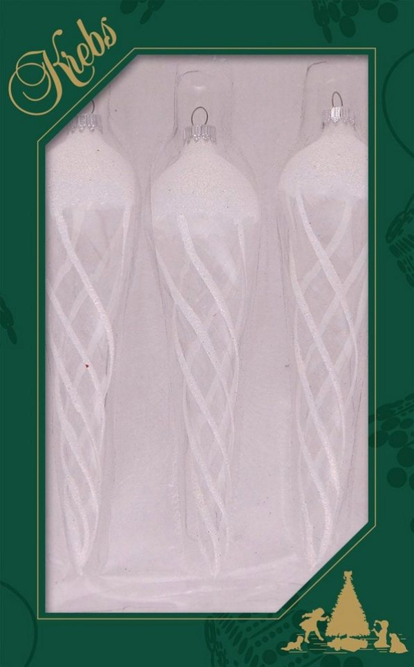 Krebs Glas Lauscha Christbaumschmuck »Eiszapfen« (3-tlg), handdekoriert