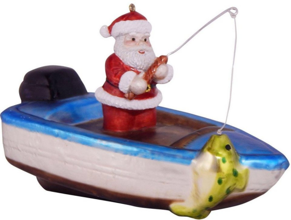 Krebs Glas Lauscha Christbaumschmuck »Fischerboot mit Weihnachtsmann« (1-tlg), mundgeblasen