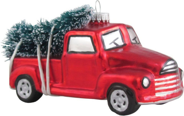 Krebs Glas Lauscha Christbaumschmuck »Pickup mit Weihnachtsbaum« (1-tlg), mundgeblasen