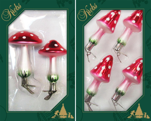 Krebs Glas Lauscha Christbaumschmuck »Pilze«, (Set, 6 tlg.), handdekoriert