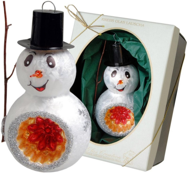 Krebs Glas Lauscha Christbaumschmuck »Schneemann im Reflex-Stil« (1-tlg), mundgeblasen