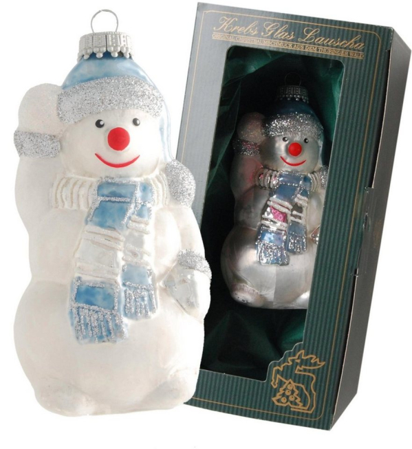 Krebs Glas Lauscha Christbaumschmuck »Schneemann mit Mütze und Schal« (1-tlg), mundgeblasen