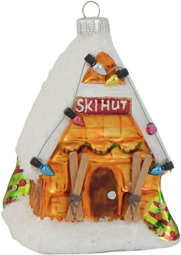 Krebs Glas Lauscha Christbaumschmuck »Ski Hütte« (1-tlg), mundgeblasen