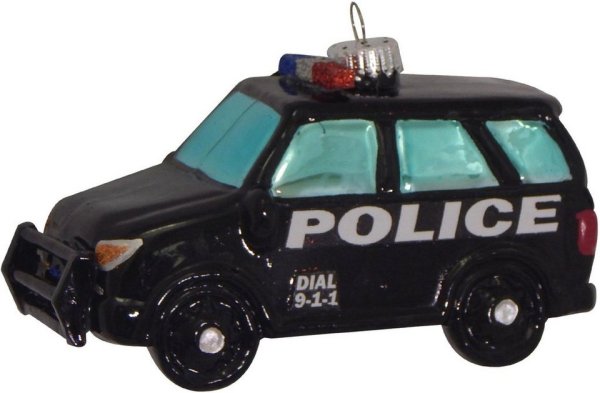 Krebs Glas Lauscha Christbaumschmuck »SUV-Polizeifahrzeug« (1-tlg), mundgeblasen