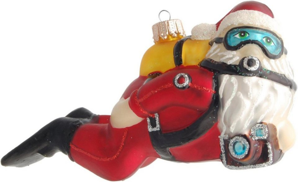 Krebs Glas Lauscha Christbaumschmuck »Tauchender Santa« (1-tlg), mundgeblasen