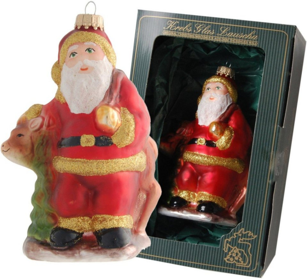 Krebs Glas Lauscha Christbaumschmuck »Weihnachtsmann mit Rentier« (1-tlg), mundgeblasen