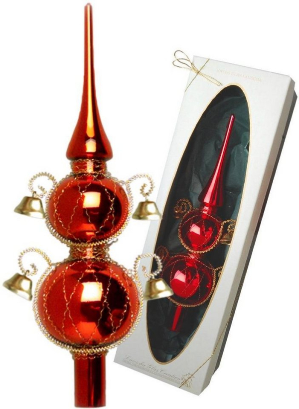 Krebs Glas Lauscha Christbaumspitze »Doppelspitze mit Glöckchen« (1-tlg), mundgeblasen