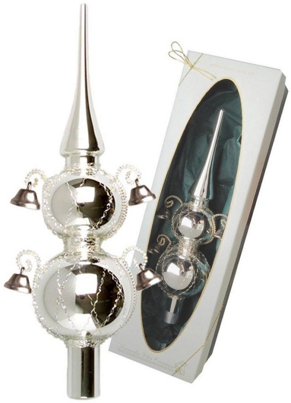 Krebs Glas Lauscha Christbaumspitze »Doppelspitze mit Glöckchen«, mundgeblasen