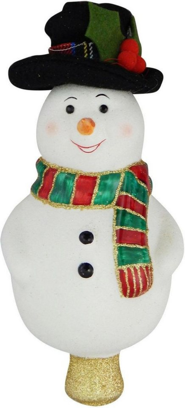 Krebs Glas Lauscha Christbaumspitze »Schneemann«, handdekoriert