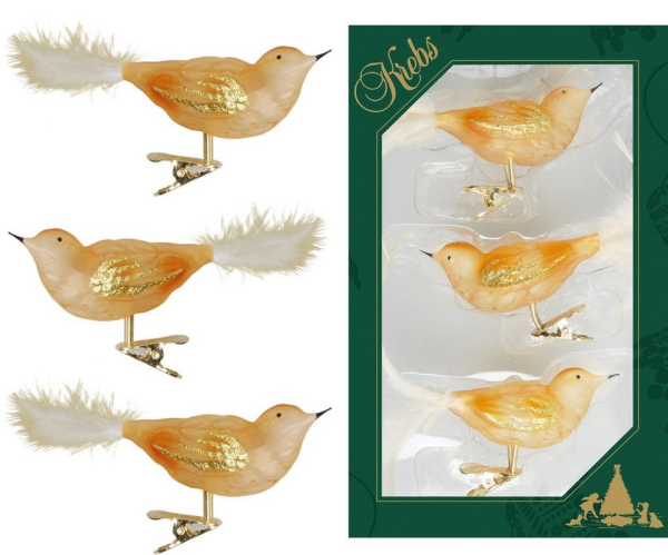 Krebs Glas Lauscha Weihnachtsbaumklammer »CBK80877« (3-tlg), Vogelsortiment