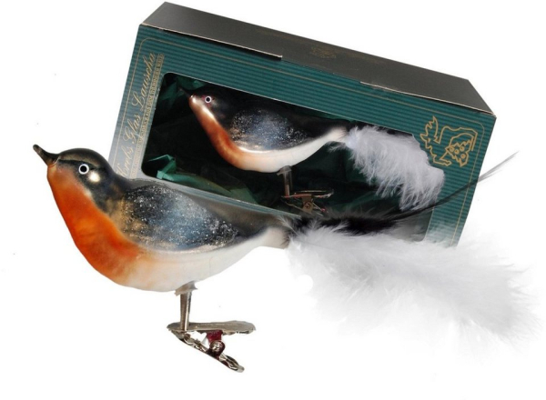 Krebs Glas Lauscha Weihnachtsbaumklammer »Dompfaff« (1-tlg), mundgeblasen