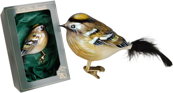 Krebs Glas Lauscha Weihnachtsbaumklammer »Goldhähnchen weiblich«, (1 tlg.), mundgeblasen