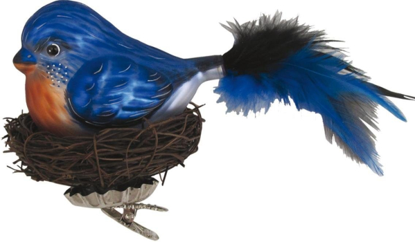 Krebs Glas Lauscha Weihnachtsbaumklammer »Vogel im Nest«, (1 tlg.), mundgeblasen