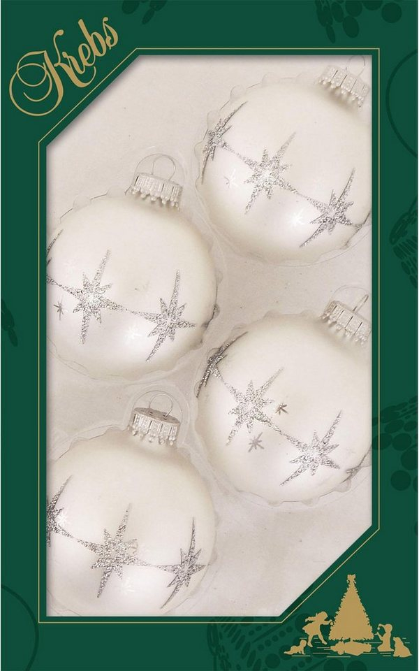 Krebs Glas Lauscha Weihnachtsbaumkugel »Bethlehem-Sterne« (4 St), handdekoriert