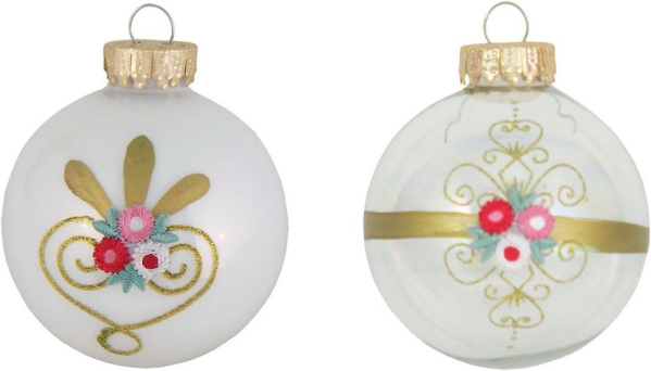 Krebs Glas Lauscha Weihnachtsbaumkugel »CBK500014A« (18 St), mit Blumendekor