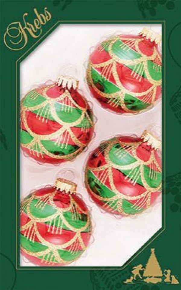 Krebs Glas Lauscha Weihnachtsbaumkugel »CBK50084« (4 St), goldfarbenen Vorhängen