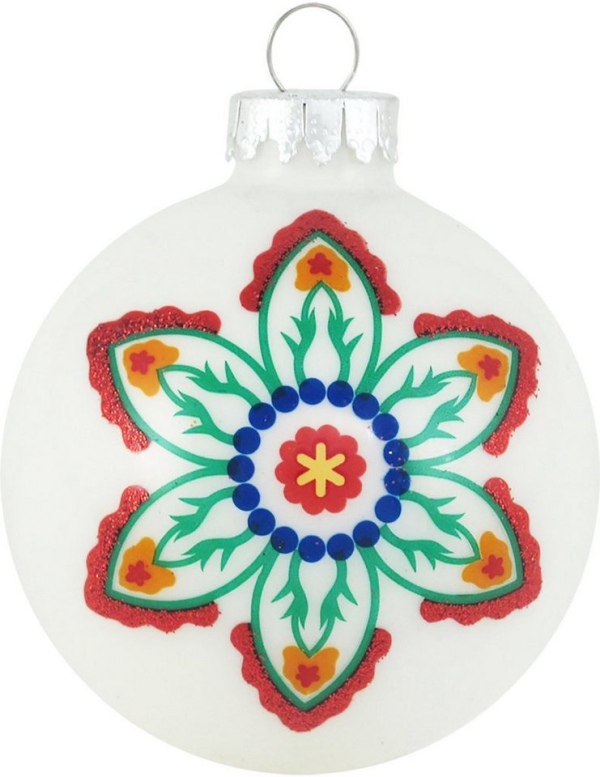 Krebs Glas Lauscha Weihnachtsbaumkugel »CBK50510« (4 St), mit Blumendekor