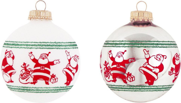 Krebs Glas Lauscha Weihnachtsbaumkugel »CBK74334« (4 St), mit fröhlichen Weihnachtsmännern