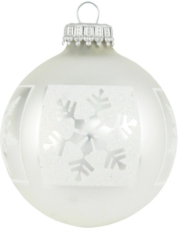 Krebs Glas Lauscha Weihnachtsbaumkugel »CBK90160« (4 St), mit Schneeflocken